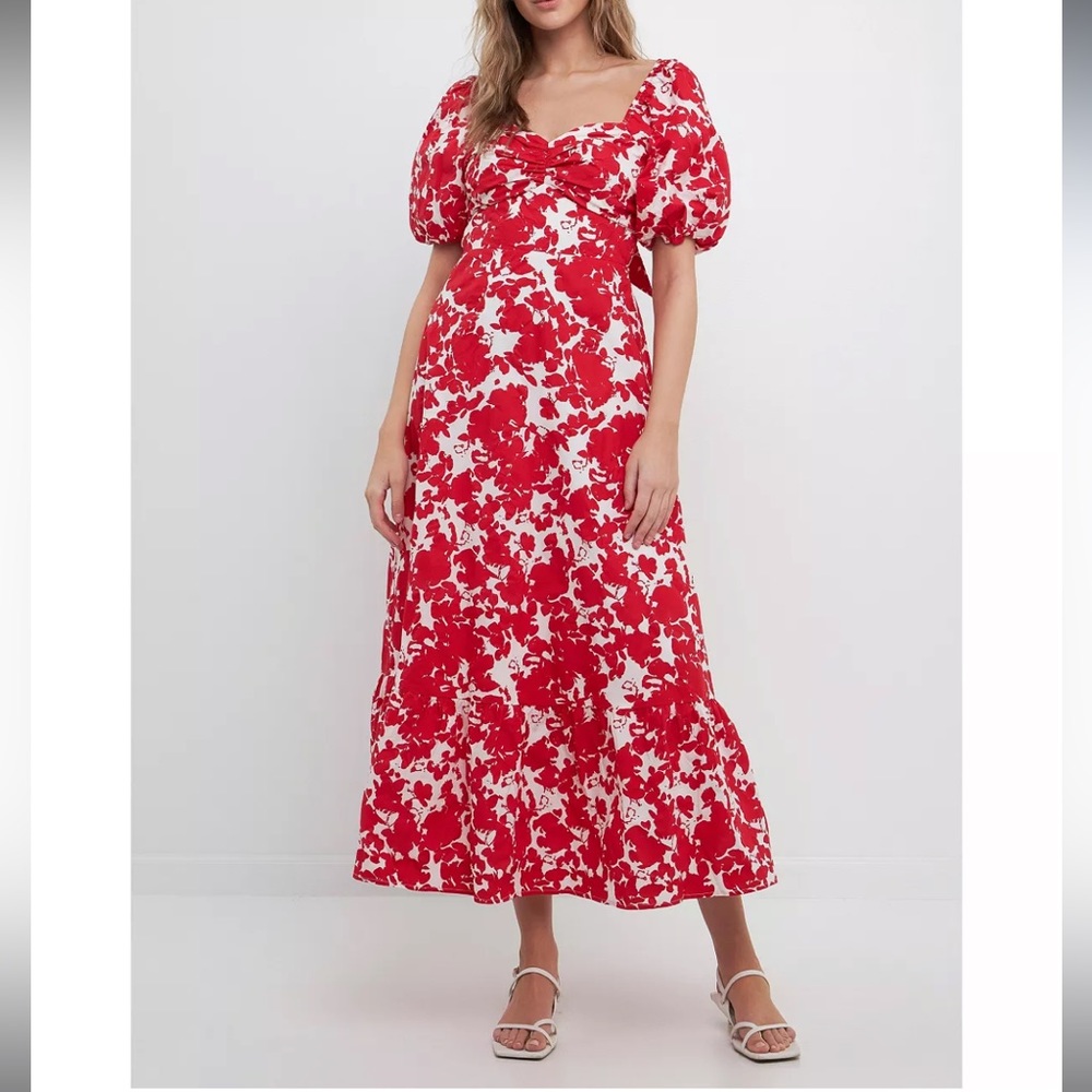 Free the Roses Red Floral Print Maxi Dress